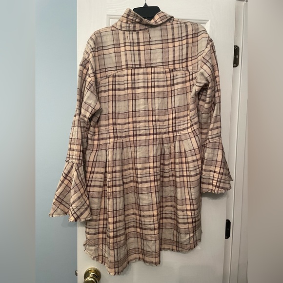 Free People Mary Anne Plaid Button Down Shirt/Tunic Dress - Picture 8 of 8